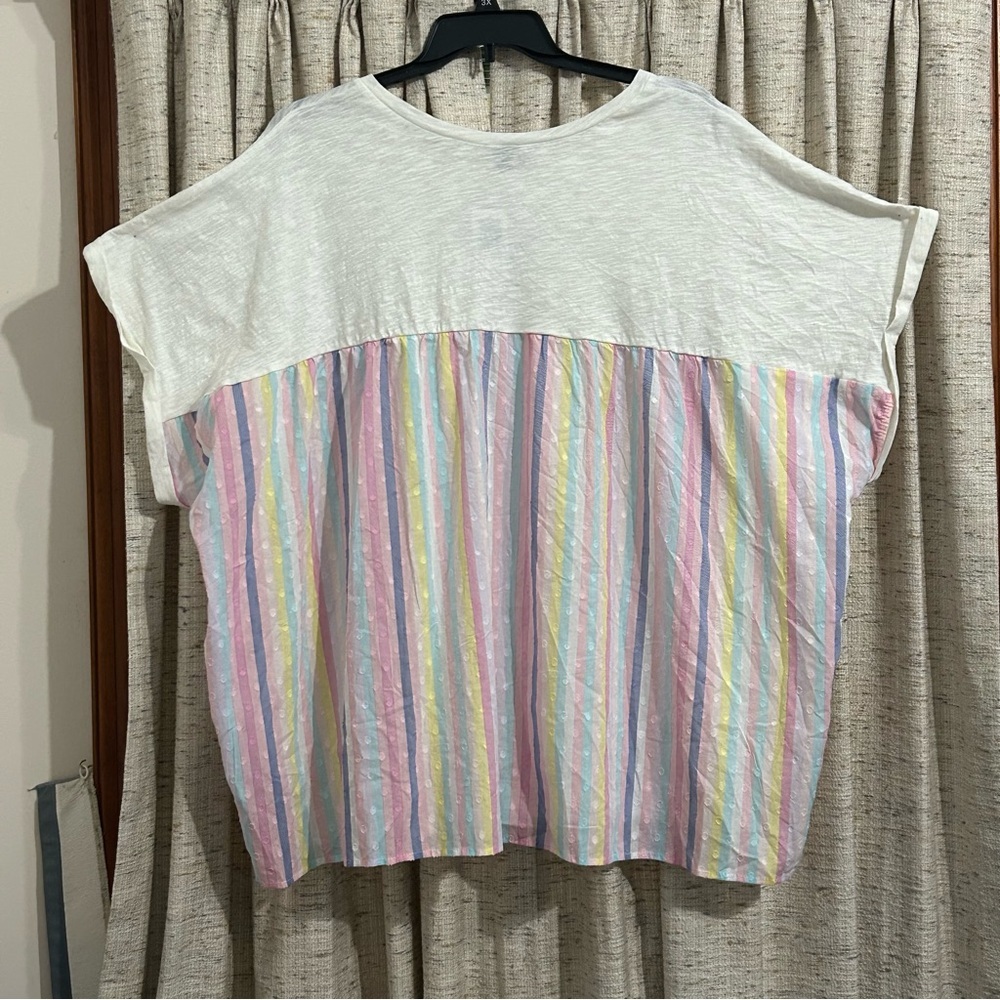 Torrid Cotton Modal Slub + Clip Dot Print Fabric Mixed Dolman Tee - 6X